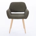 thumbnail image 3 of Teddy Fabric Upholstered Side Dining Chair with Metal Leg(Green teddy fabric+Beech Wooden Printing Leg),KD backrest, 3 of 5