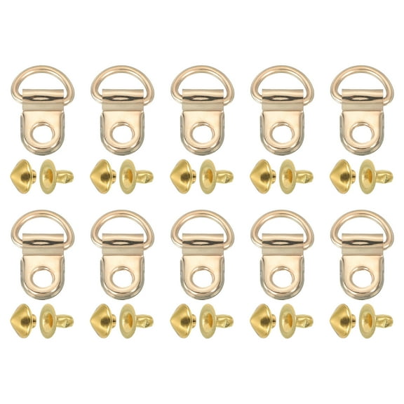 40 Sets Shoelace Hook, Boot Lace Hooks D‑Ring Eyelet Buckles with Rivets, Boots Eyelet Repair Clips for Hiking Boots Shoe Leather Bag, 9x14mm Gold