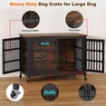 thumbnail image 4 of POAO 46.06"L Wooden Dog Crate Furniture,Double Doors Kennel Indoor with Name Tag,Sturdy Metal Dog Cage for Anxiety Dog for Decoration,Brown, 4 of 10