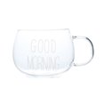 thumbnail image 1 of Tazas de café de vidrio con asa, transparentes, para té, capuchino, helados y bebidas. Letra Blanca, 1 of 8