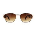 thumbnail image 2 of SA106 Mens Luxury Art Deco Metal Engraving Rectangle Sunglasses Gold Gradient Brown, 2 of 4
