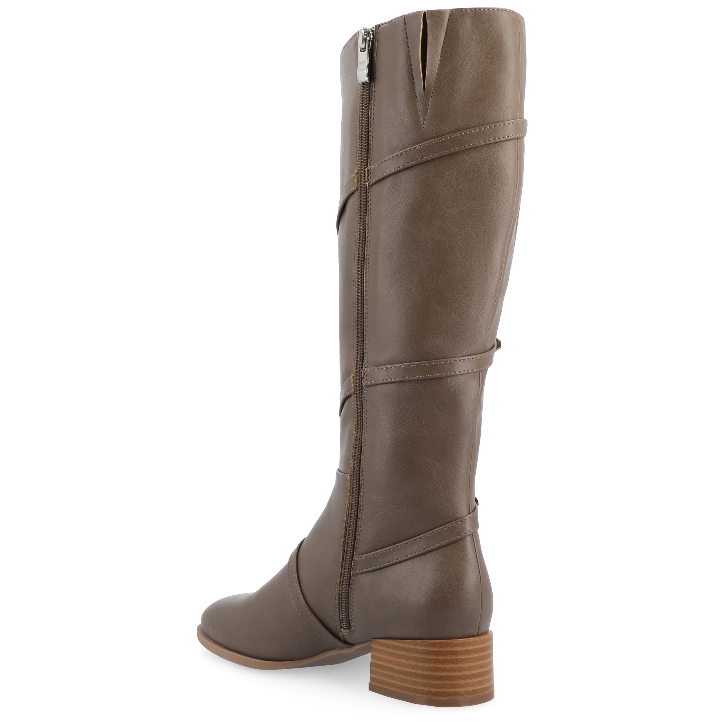 Journee Womens Elettra Stacked Block Heel Round Toe Boots