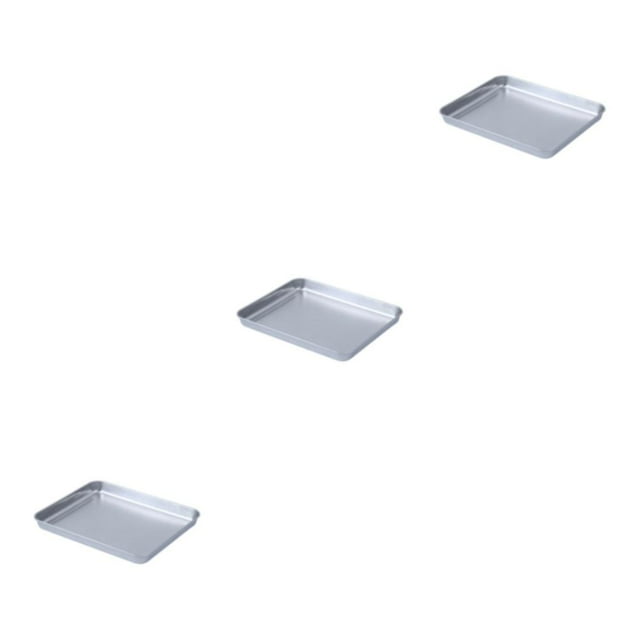 kurtrusly Plateau en Acier Inoxydable Gain de Place et pour le Stockage des Aliments et la Cuisson Plateau de Rangement pour Aliments Plateau de Cuisson 430square Petit 3Ensemble