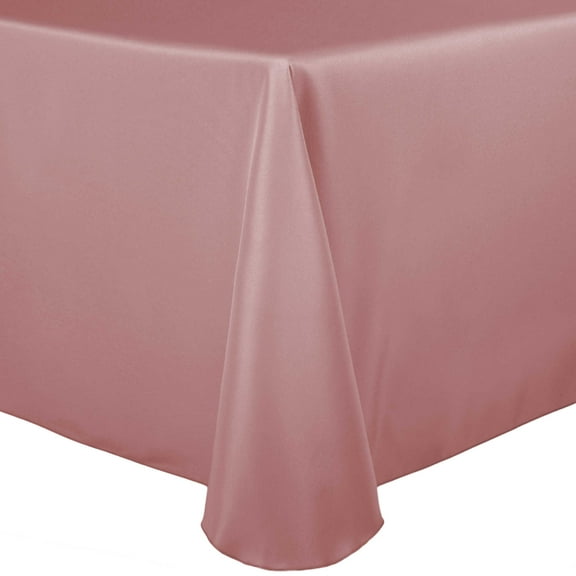 Ultimate Textile (10 Pack) 54 x 96-Inch Oval Polyester Linen Tablecloth - for Home Dining Tables, Dusty Rose Pink