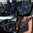 thumbnail image 2 of Uorisanigo Halloween Colorful Bats 10 Pack Car Seat Covers Full Set with Comfortable Car Steering Wheel Cover Auto Water Cup Pad and Seat Belt Cover and Chapstick Holder Fit for Cars,Suvs, 2 of 7