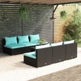 thumbnail image 1 of vidaXL 7 Piece Garden Lounge Set with Cushions Poly Rattan Black, 1 of 4
