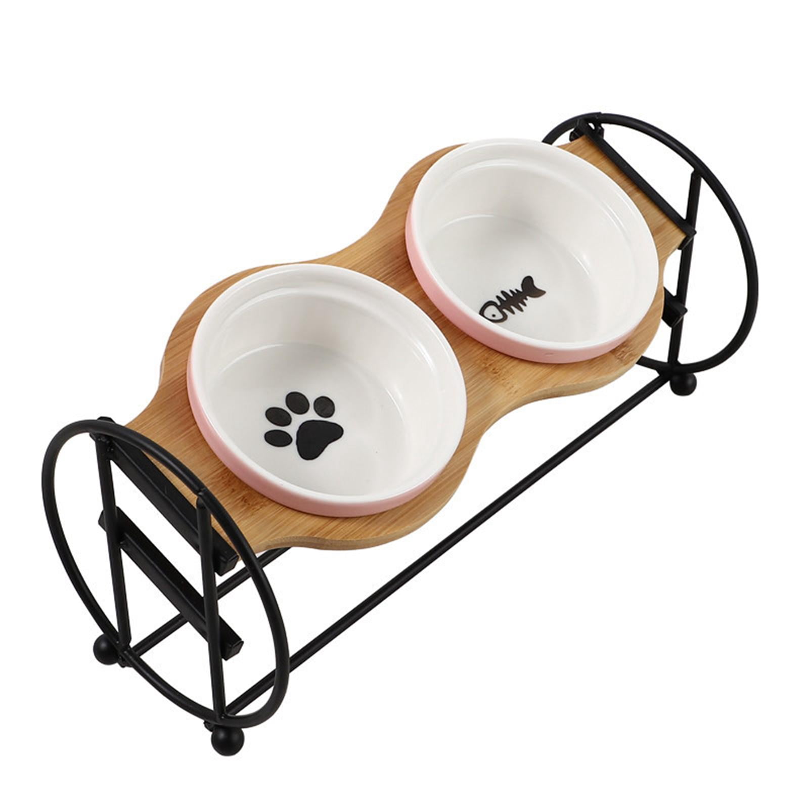 Elevated Raised Bowls stands easy to Clean Water Food Bowls Cats Food Dispenser Feeding Station adjustable heights irons pets food Feeder Holder Black
