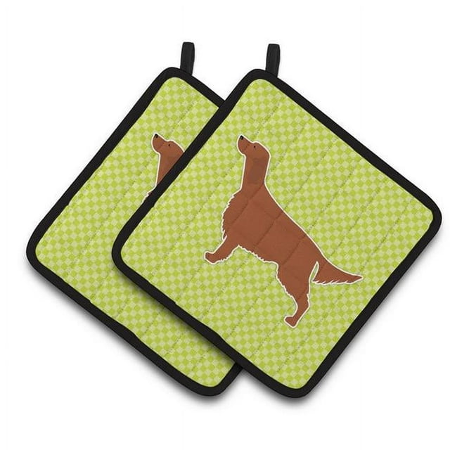 Carolines Treasures BB3793PTHD Irish Setter Damier Vert Paire de Porte-Pots