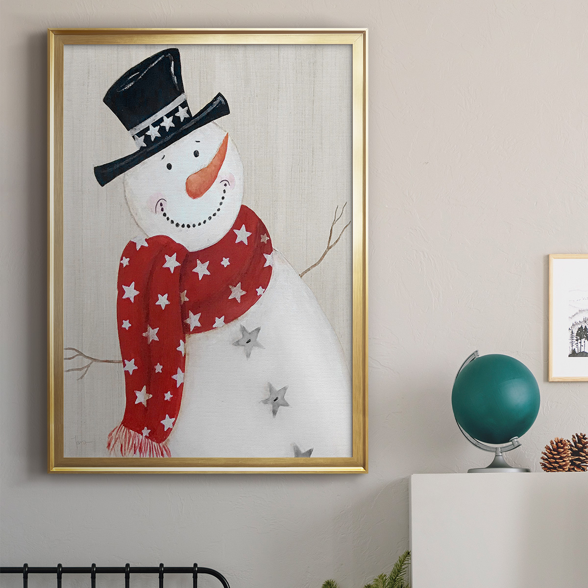 Festive Snowman I Premium Classic Framed Print - Ready to Hang