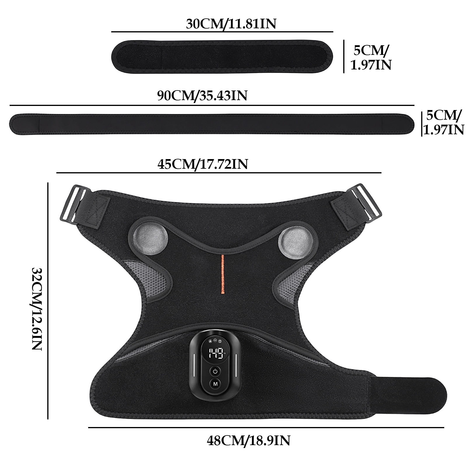 WWG Heated Vibrating Massaging Shoulder Pads Wireless Remote Control Magnetic Suction Heating Pad for Neck Pain Relief 5000mAh Battery 5 Speed
