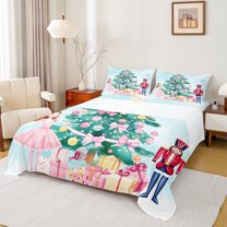 Manfei Cartoon Ballet Princess Full Size Sheets for Kid, Nutcracker Royal Guarder Bed Sheets, Christmas Tree Sheet Sets, Breathable Home Decor, 4pcs