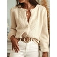thumbnail image 5 of Female Crochet Cardigan Long Sleeve Fancy Openwork Knit Sweater Jumper Cream White S, 5 of 10