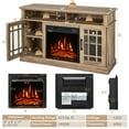 thumbnail image 3 of Gymax Electric Fireplace TV Stand with 2 Doors for TVs up to 50", Light Brown, 3 of 6