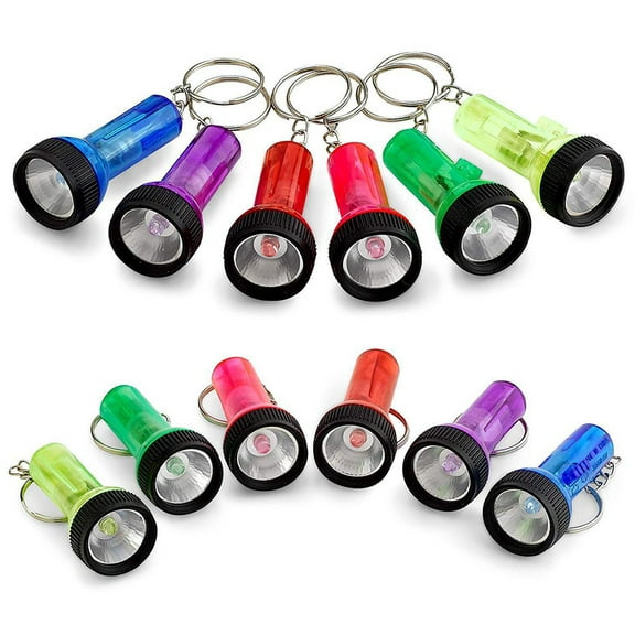 WRISTBIQUE Mini Keychain Flash Light 12Pcs Assorted Color Plastic Metal Emergency Light Hiking