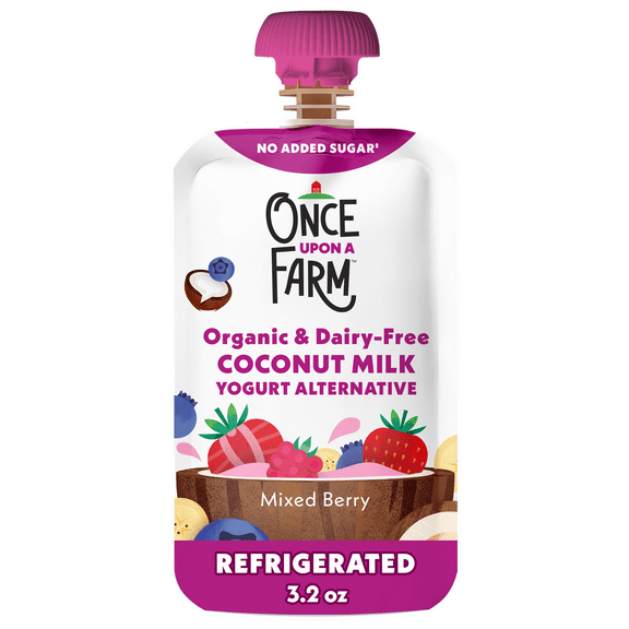 Once Upon a Farm Organic Refrigerated Baby Food Coconut Yogurt Mixed Berry, 3.2oz Pouch