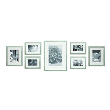 Photo Gallery Templates - Gallery Perfect 7 Piece Greywash Photo Frame Wall Gallery Kit with Decorative Art Prints & Hanging Template