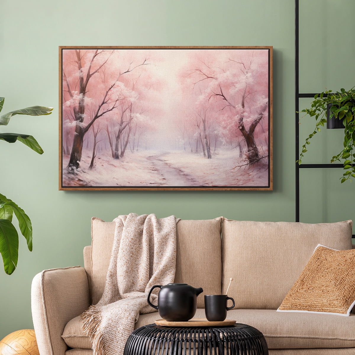 Vintage Landscape-CXCVI By Wexford Home Framed in Walnut Wood Gallery Wrapped Canvas 25 in. x 37 in.