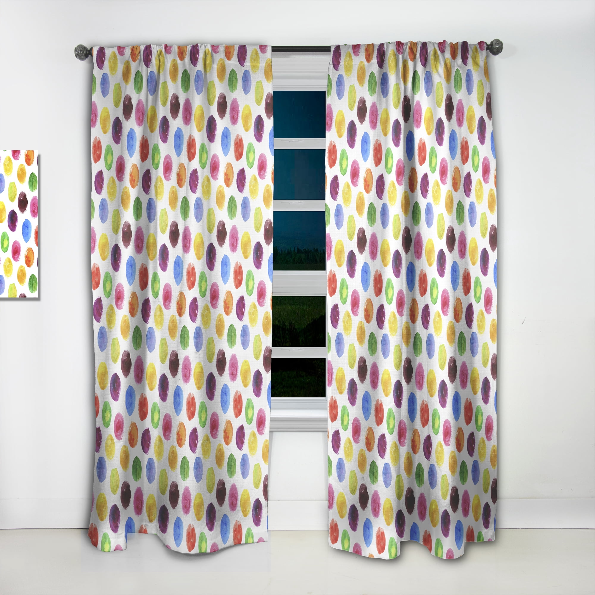 Designart 'Multicolor Watercolor Spots With Pattern' Modern & Contemporary Curtain Panel