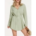 thumbnail image 4 of Yunliwuli Women Jumpsuit, Long Sleeve Turn-down Collar Button-down Shirt Bodysuit Streetwear, 4 of 9
