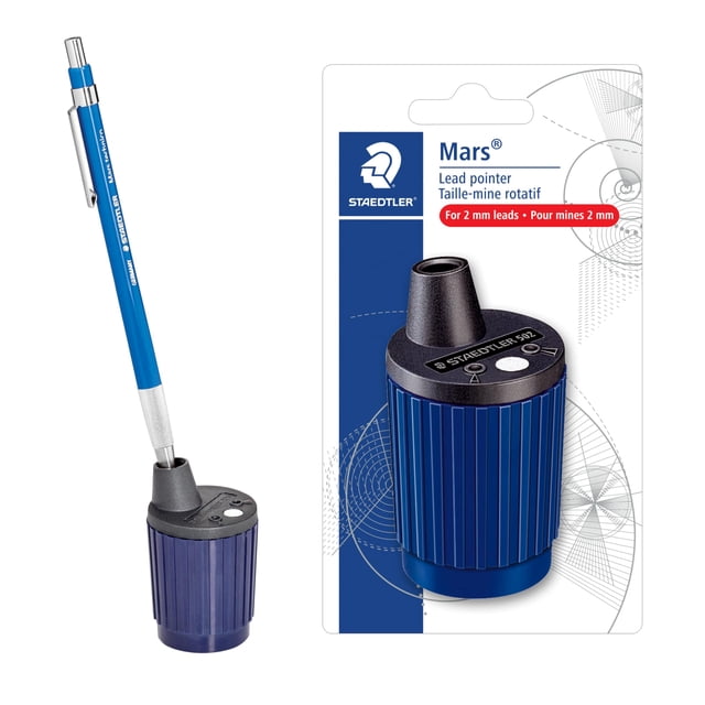STAEDTLER Mars Lead Pointer - Precision Mechanical Pencil Sharpener with Auto-Stop for 2mm Pencils - Rotary Action with Dust Wiper & Adjustable Cone