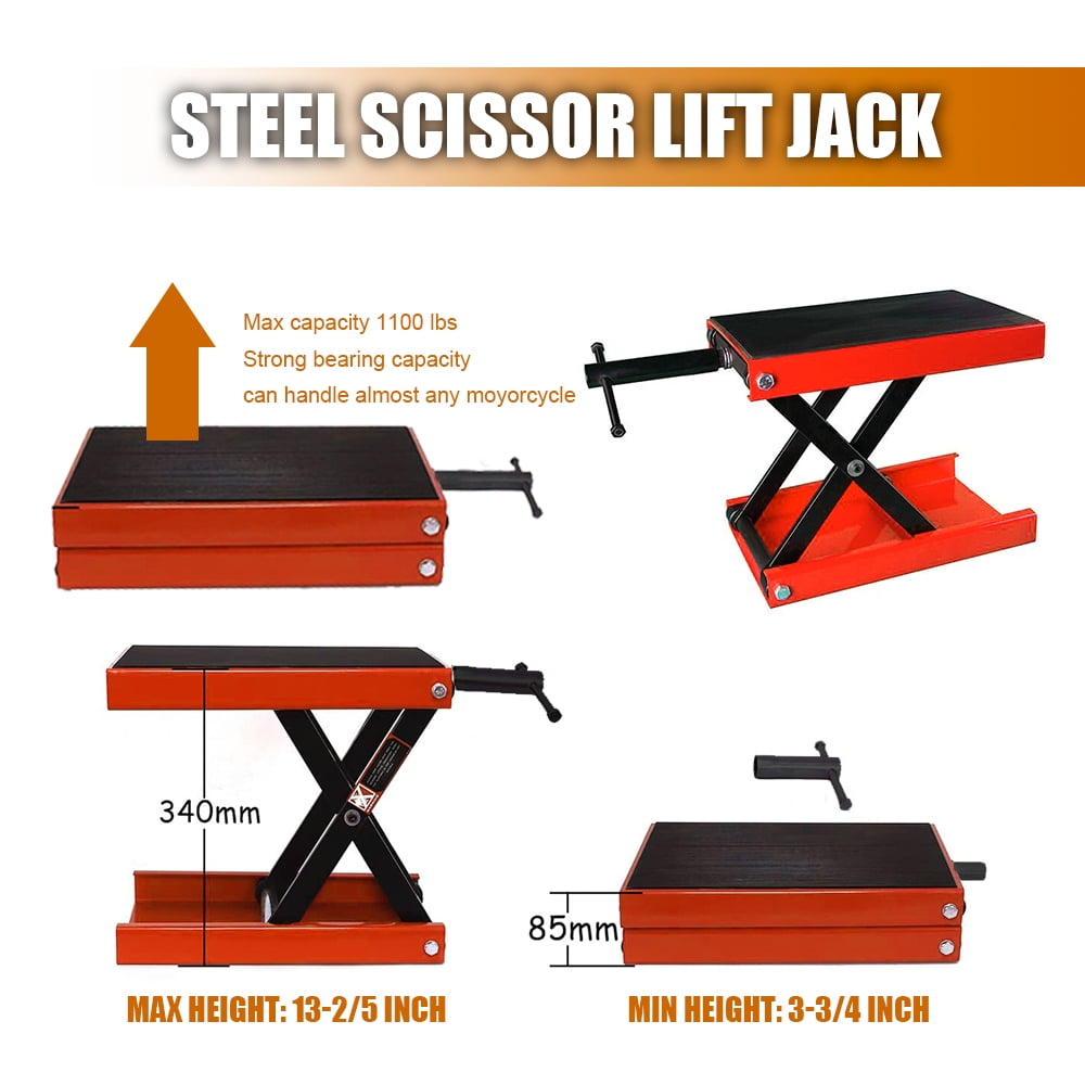 HPDAVV Wide Deck Motorcycle Scissor Jack Lift Stand Widow Cruiser Touring Bike 1100 lbs
