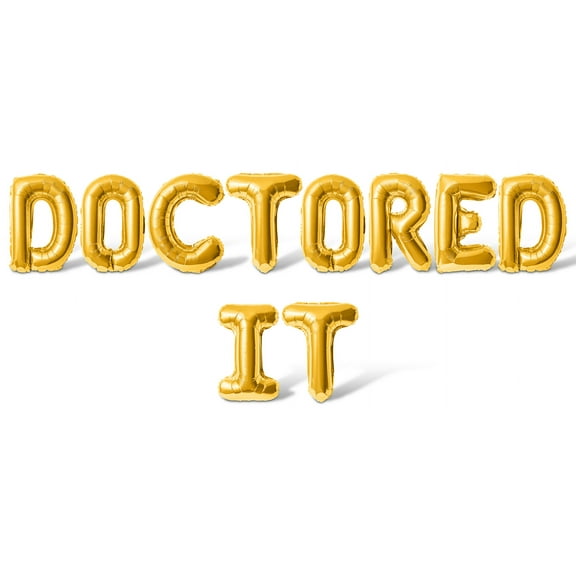 Letter Balloons - DOCTORED IT 16" Inch Alphabet Letters Foil Mylar Balloon Medical School Graduation Party Banner (Gold)