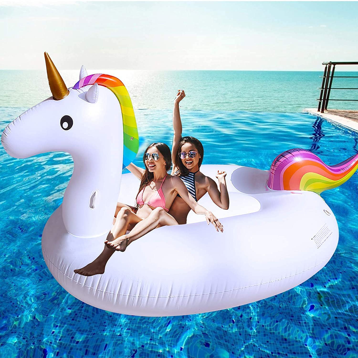 INTEX Giant Inflatable Unicorn Ride On Water Float Raft Pool Lounger Beach Toy 