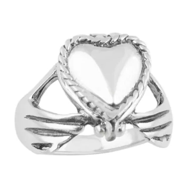 Dsscvnef Hand Holding Ring for Women Elegant Retro Heart Shaped Adjustable Openable Jewelry Symbolic Accessory