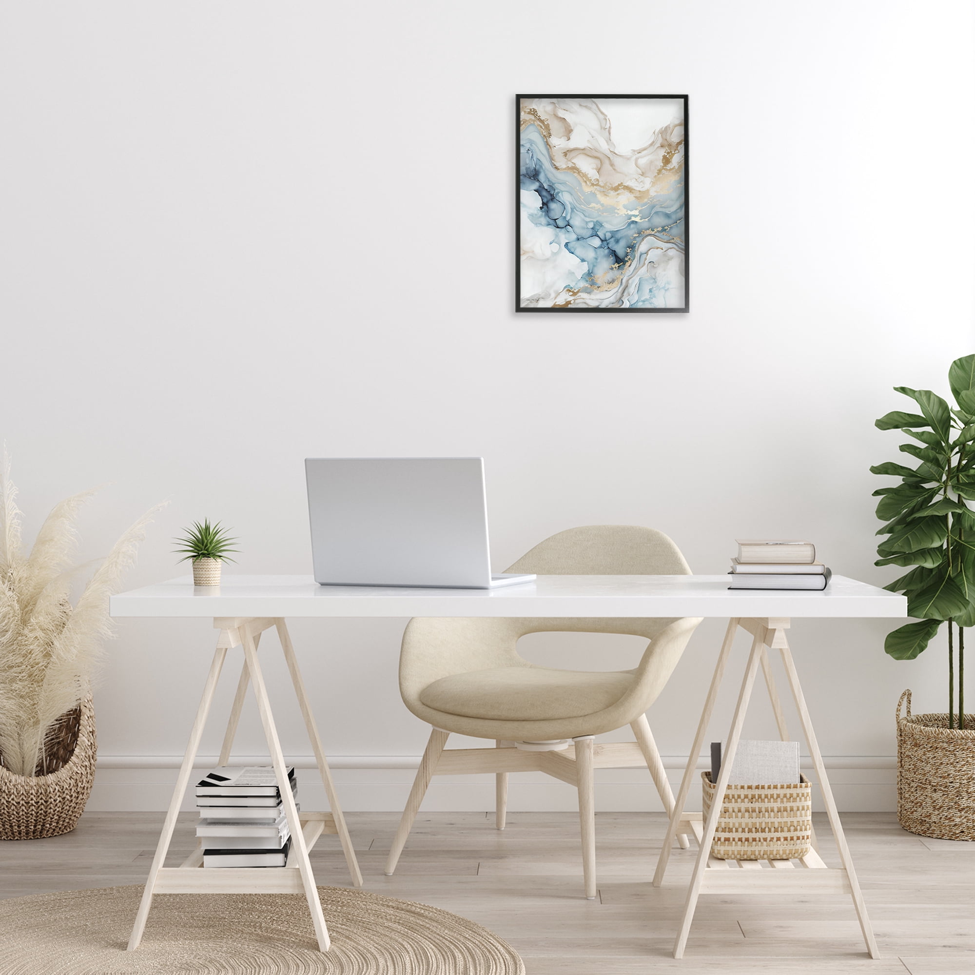 Stupell Industries Chic Geode Pattern Abstract Painting Black Framed Art Print Wall Art, 16 x 20
