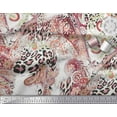 thumbnail image 3 of Soimoi Orange Poly Georgette Fabric Paisley & Leopard Animal Skin Print Fabric by the Yard 52 Inch Wide, 3 of 3