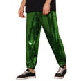 thumbnail image 5 of Pantalones de drawstring con lentejuelas INSPIRE CHIC para hombres, con cintura elástica, ropa de noche, jogger brillante 28 Verde, 5 of 5