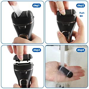 Electronic Foot File Pedicure Kits ,  16 in 1 Rechargeable Portable Electric Foot Callus Remover for Remove Cracked Heels Calluses and Dead Skin Black