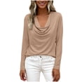 thumbnail image 1 of Camisa de Manga Larga con Cuello en V Blanca para Mujeres con Cuello de Vaca en Tela Fluida con Puño de Botón, 1 of 9