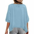 thumbnail image 6 of Jewelreauty Summer Womens Oversized Crewneck Shirts Batwing Short Sleeve Loose Tops Casual Solid Pullover Tee (XL, Blue), 6 of 9