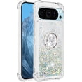 thumbnail image 3 of Case for Google Pixel 9, Google Pixel 9 Case Glitter with Ring Holder Stand,Clear TPU Cute Love Moving Quicksand Sparkle Shockproof Liquid Phone Case for Google Pixel 9/9 Pro Sliver YBZ, 3 of 7