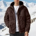 thumbnail image 2 of Men's Fuzzy Sherpa Coat Fleece Zip Up Hooded Jacket Coffee M, 2 of 5