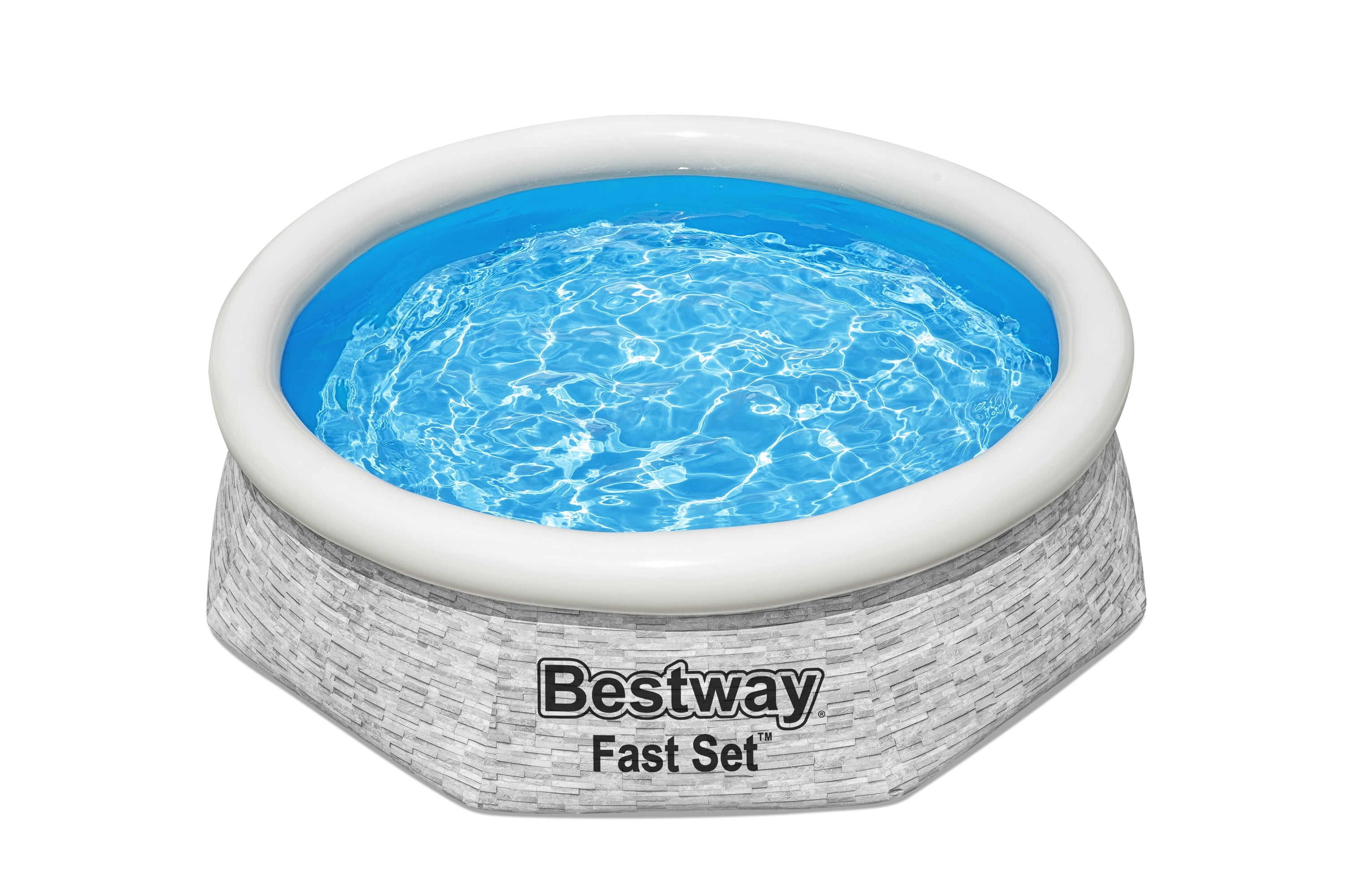 Bestway 8' x 24" Round Inflatable Outdoor Swimming Pool with Filter Pump, Gray