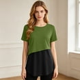 thumbnail image 6 of Hxshgdsn Womens Maternity Double Layer Nursing Top Short Sleeve Patchwork Round Neck for Breastfeeding（Green/L）, 6 of 9