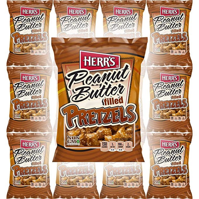 HERR'S Peanut Butter Filled Pretzels, 2oz Bag (12Pack)