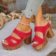 thumbnail image 4 of Rokment Platform Dress Slides Sandals for Women 2026 Summer Trendy Casual Leather Adjustable Peeptoe Chunky Block Backless Slippers High Heels Red Size 7.5, 4 of 7