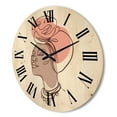 thumbnail image 3 of Designart 'One Line Portrait of Afro American Woman IV' Modern Wood Wall Clock, 3 of 5