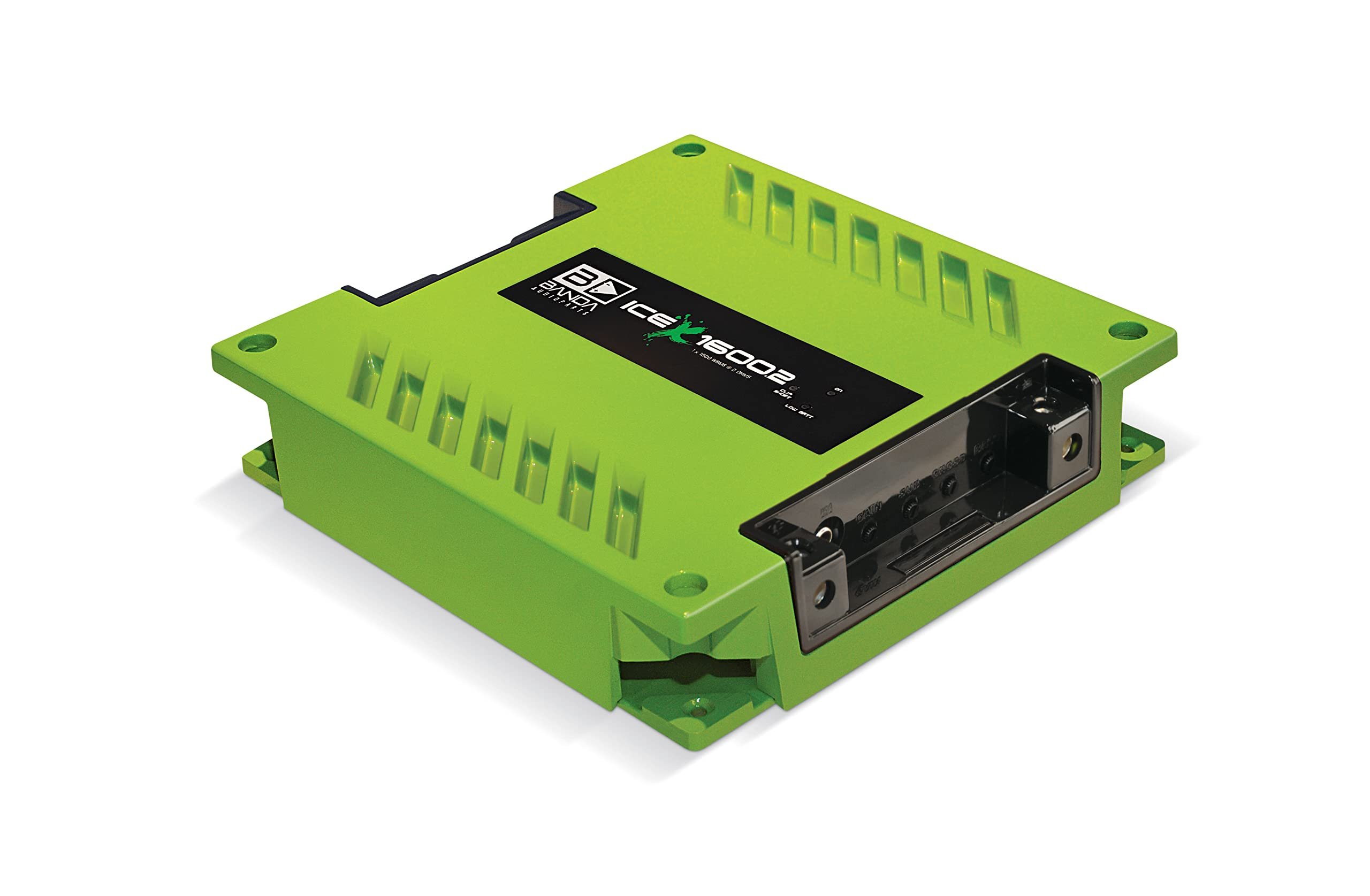 One Channel 1600 Watts Max @ 2 Ohm Car Audio Mono Amplifier w/Bass Boost Subsonic Filter and Low Pass Filter GREEN