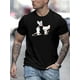 thumbnail image 1 of Camiseta clásica de cuello redondo para hombre con estampado de dos ratones animados | Tejido de punto de algodón de estilo informal | Corte regular con ligera elasticidad | Camiseta gráfica de manga, 1 of 6