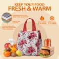 thumbnail image 5 of Pioneer Flower Floral Print Pattern Insulated Lunch Bag for Women & Adults,Large Portable Soft Cooler Lunch Bag,Thermal Food Storage Tote with Pearl Cotton,8.66L,8.75x5.75x9.5 Inch, 5 of 6