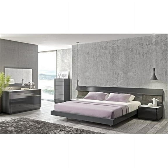 J & M Furniture Braga Left Facing Night Stand - Grey Lacquer