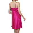 thumbnail image 4 of Women's Satin Chemise Nightgown Sleeveless Lace Silk Slip Lingerie Dress Sexy V Neck Nighties Sleepwear, 4 of 5