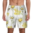 thumbnail image 2 of Picia Sweet Honey pattern Mens Swim Trunks with Compression Liner Stretch Beach Shorts Quick Dry with Zipper Pockets No-Chafing Board Shorts-X-Large, 2 of 9