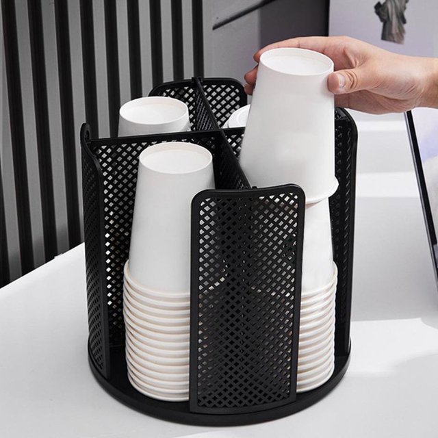 Distributeur de Gobelets Rotatif 4 Compartiments et Porte-Couvercles