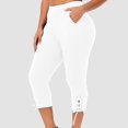 thumbnail image 7 of Summer Savings Clearance! Stamzod Women's Leggings Summer Solid Color High Waisted Stretch Capri Leggings Casual Slim Fit Plus Size Capris for Women White XXXL, 7 of 7