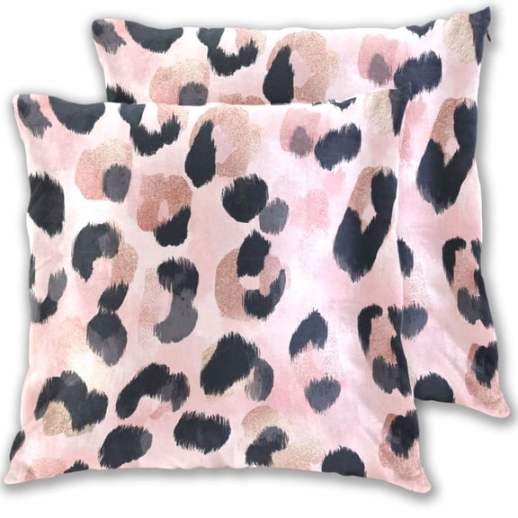 Pink Leopard Skin with Black Dots Throw Pillow Covers Pillowcases 16 x 16 Inch Home Decor 2 Packs for Bedroom Sofa